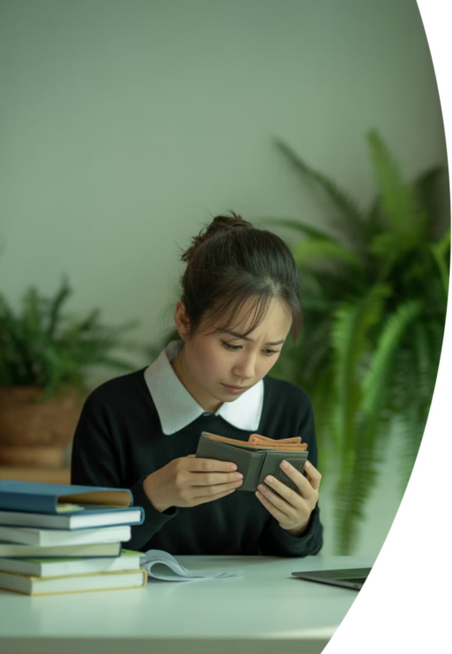 Student using financial app while studying